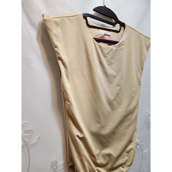 Et Clet Womens Large Beige Bodysuit Stretch Comfy Compression Neutral Minimalist - Picture 2 of 16